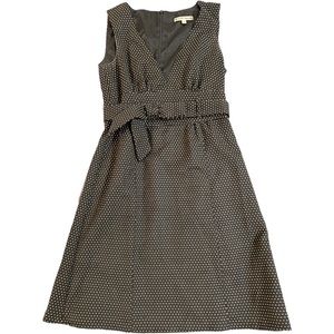 Nanette Lepore Swiss Dot Navy Wool Dress with Bow Waist, Sz 6